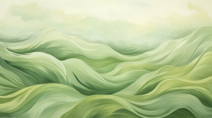 Abstract Organic Green Windswept Texture of Earthy Meadows. Natural Dynamic Green Texture Inspired by Field. Organic Wallpaper Background. Generative AI