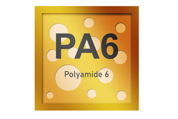 Poster - Polyamide 6 (PA6) polymer on blue background