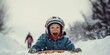 A satisfied child rides a sled with pleasure. Generative AI