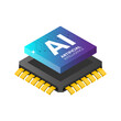 Ai chipset on circuit board in futuristic concept suitable for future technology artwork , Responsive web banner isometric vector