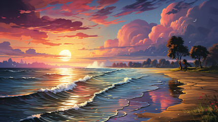 Beautiful artistic landscape of the warm sea coast