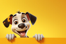 3d Rendering Of A Dog Cartoon Character With A Yellow Background.