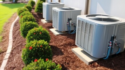 Aufkleber - Condensing Fan Installing Outside Building Exterior of Air Conditioner.