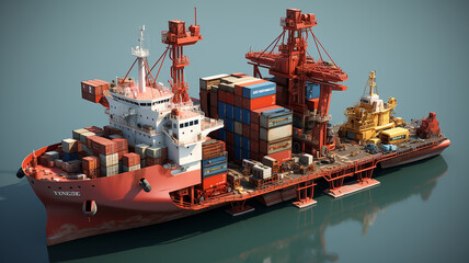 Wall Mural - Cargo ship sailing at ocean, Global business logistics and transportation international container ship in the ocean freight transportation