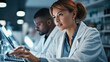 © visoot - Science woman are working on laptop in laboratory to research solution, Medical data.