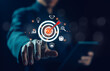 © VRVIRUS - target icon digital business growth. concept of manager vision performance to a business plan and focus goal strategy of corporate to achieve the purpose of success invest objective to grow of company