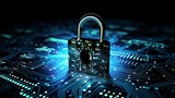 Fototapeta Konie - technology information security - padlock, programming codes, cybersecurity concept
