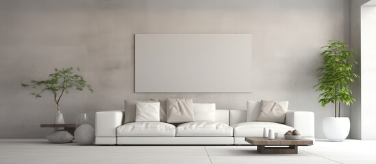 Contemporary indoor space with a sofa in white