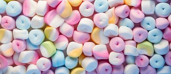 Aufkleber - Marshmallows with colorful twists on a isolated pastel background Copy space