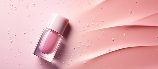Poster - Nail polish drop on isolated pastel background Copy space pictured closely