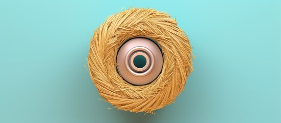 Poster - Hay baler spare part with knotter disk shown from a perspective view and isolated on a isolated pastel background Copy space