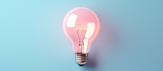Poster - Front view of a glass bulb on a isolated pastel background Copy space