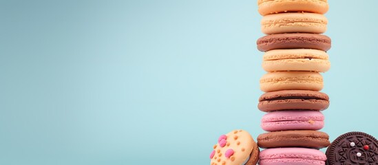 Poster - Isolated cookie stack isolated pastel background Copy space