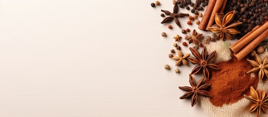 Poster - Isolated spices on a isolated pastel background Copy space