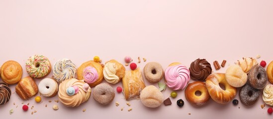 Poster - Italian sweets against a dark canvas isolated pastel background Copy space