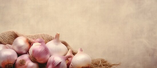 Poster - Holland onion sack isolated pastel background Copy space