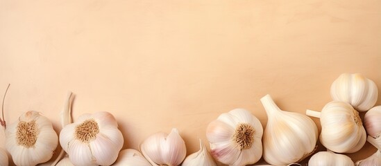 Aufkleber - Garlic and cloves against isolated pastel background Copy space