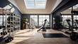Scandinavian Home Gym A home gym with workout equipment, motivational quotes, and mirrors to keep fit and active
