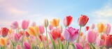 Fototapeta Tulipany - Gorgeous flower celebration isolated pastel background Copy space