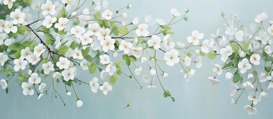 Poster - Garden has tiny lovely white blooms isolated pastel background Copy space