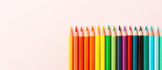 Sticker - High definition colored pencils isolated pastel background Copy space