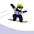 Ilustracja chłopca skaczącego na snowboardzie