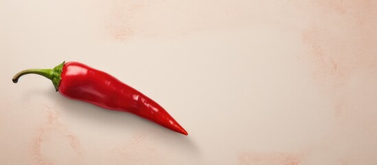 Poster - Geometric shapes resembling a red chile pepper on a isolated pastel background Copy space