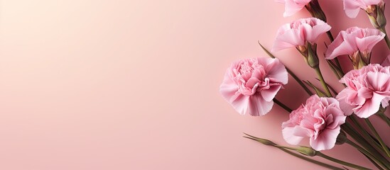 Poster - Isolated carnation on isolated pastel background Copy space pink and lovely