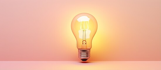 Poster - Front view of a glass bulb on a isolated pastel background Copy space