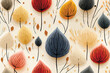 Hand drawn line art abstract botanical print. Minimalist trendy pattern.