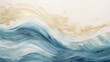 © Oksana Smyshliaeva - Blue golden abstract waves background. Minimal art texture. Elegant, chic backdrop. Horizontal wallpaper for art decoration, wall arts, canvas prints, cover, card, invitation, business style design.