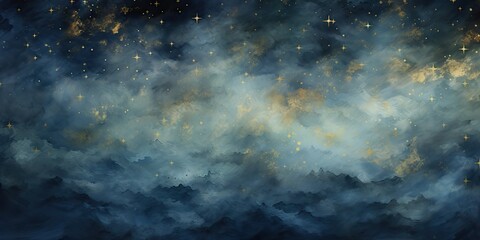 Wall Mural - ai generated. ai generative. night evening glowing sky background. drawing painting landscape templa