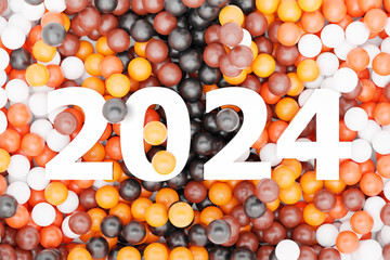 Poster - Calendar header number 2024 on colorful  background. Happy new year 2024 colorful background.