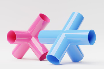Poster - 3D illustration colorful geometric figure on a white background. Fantastic shape. Simple geometric shapes.