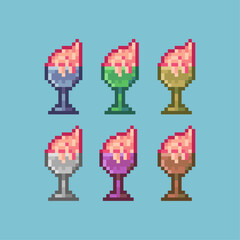 Poster - Pixel art sets of ice cream food with variation color item asset simple bits of ice cream on pixelated style 8bits perfect for game asset or design asset element for your game design asset