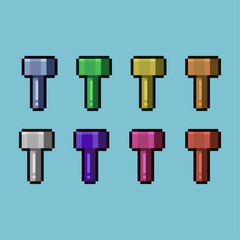 Poster - Pixel art sets of hammer icon with variation color item asset simple bits of hammer on pixelated style 8bits perfect for game asset or design asset element for your game design asset