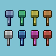 Poster - Pixel art sets of hammer icon with variation color item asset simple bits of hammer on pixelated style 8bits perfect for game asset or design asset element for your game design asset
