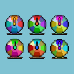 Fototapete - Pixel art sets of roulette spin with variation color item asset simple bits of spin roulette on pixelated style 8bits perfect for game asset or design asset element for your game design asset