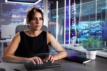 Poster - Analyst Working With Spreadsheet Business Data