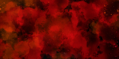 Wall Mural - Red wall grunge texture hand painted watercolor horror texture background. red splatter and black watercolor background abstract texture with color splash design.