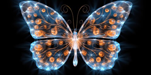 Wall Mural - AI Generated. AI Generative. Fractal xray glowing butterfly insect bug decorative template. Magic fantasy style