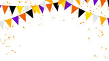 Fototapeta Pokój dzieciecy - triangle pennants chain and confetti for halloween party color concept. birthday, celebration, carnival, anniversary and decoration