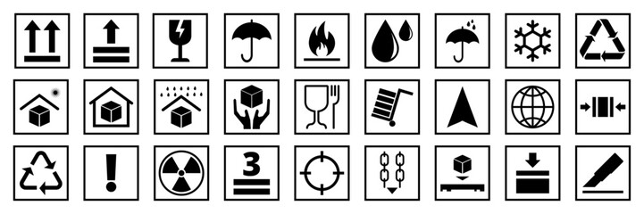 Set Of Packaging Signs And Symbols