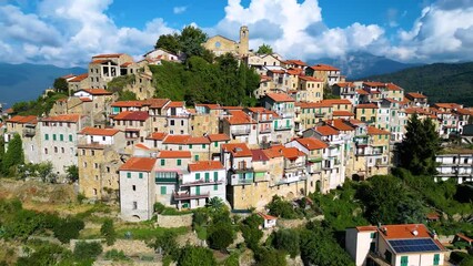 Sticker - Aerial view of Bajardo in the Province of Imperia, Liguria, Italy