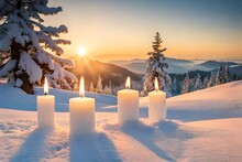 Christmas Candle And Decorations  Generated By AI
