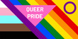Vector image combining the trans, black, pride and intersex flag with the text 'QUEER PRIDE' on a pink triangle