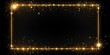 Radiant gold sparkle frame on black background. Magical glowing effect. Golden shimmer. Abstract brightness in dark space. Elegant flare. Shining with luxury and glamour