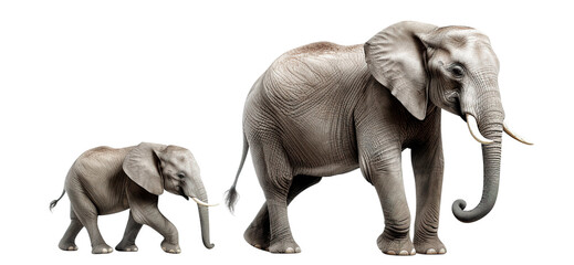 Wall Mural - Big elephant with a cute little elephant calf, cut out