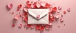 Top view design for a web background showcasing a Valentine s Day love letter symbolizing a long distance relationship