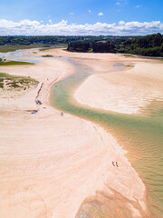 Wall Mural - Vue aérienne sur la plage de Sables-d'Or-les-Pins, de la Roche du Marais et de l'Islet par une journée ensoleillée - Fréhel dans les Côtes d'Armor (22) en Bretagne